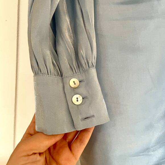 Song of Style REVOLVE Baby Light Blue Tucker Mini Dress sz XS Faux Wrap Belt - Picture 5 of 16